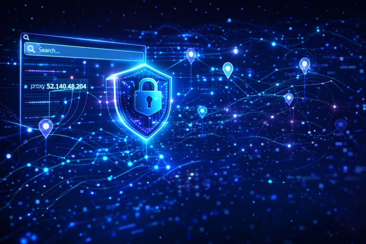 SOCKS5 proxy routing illustration showing browser traffic through secure proxy server